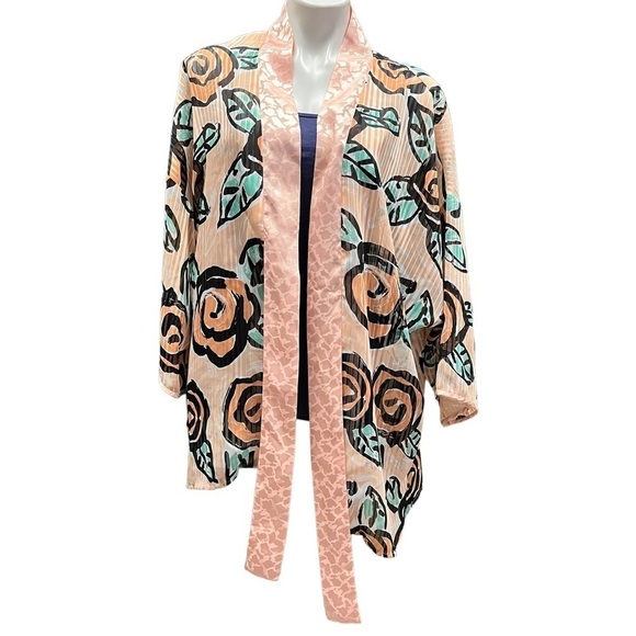 VICTORIAS Secret Floral Robe Medium Peach Rose - Picture 1 of 12